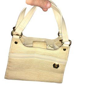 Vintage Rare Mini Estinne Aigner Woven Straw Purse with Leather Trim from the 80